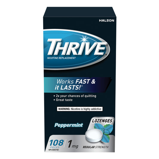 Thrive Nicotine Replacement Lozenges, 1mg Regular Strength, Peppermint, 108 Count
