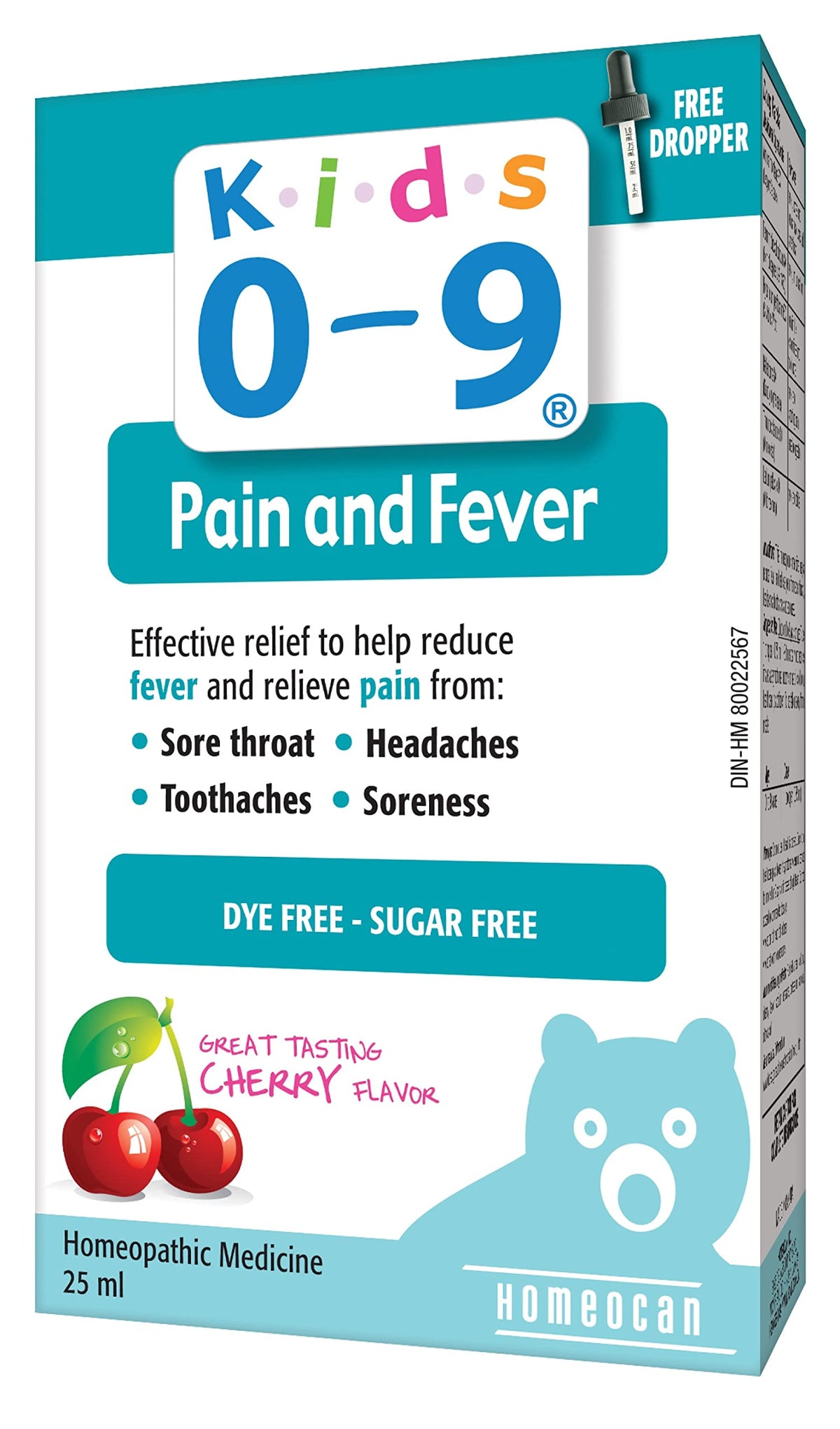 Kids 0-9 Pain & Fever 25 ml 33-Servings - Cherry Flavour - Help Reduce Fever and Relieve Pain from Sore Throat, Toothache, Headache and Soreness - Kids Oral Solution - Dye and Sugar-Free