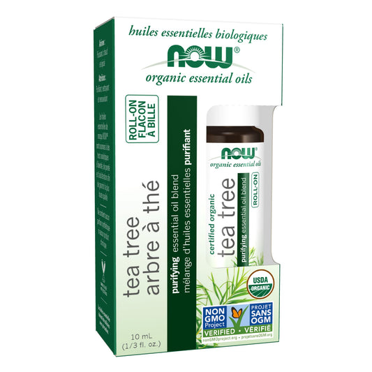 NOW Essential Oils, Tea Tree Roll-On, Certified Organic, Purifying Blend, Steam Distilled, Topical Aromatherapy,10mL