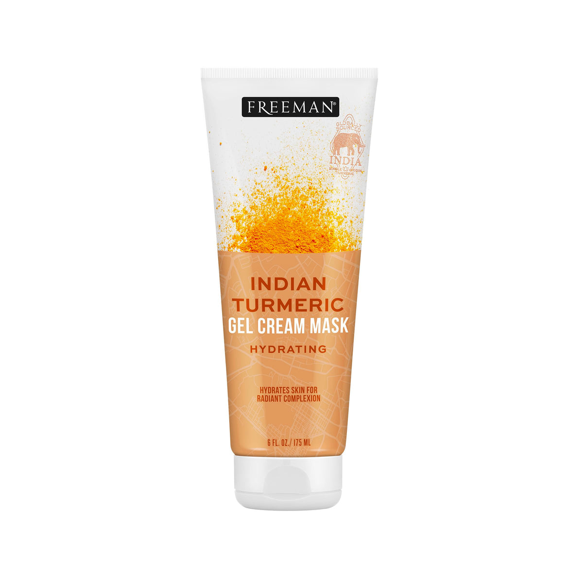 Freeman Exotic Blends Indian Turmeric Gel Cream Facial Mask, Hydrating and Moisturizing, For Radiant Complexion, 1 Count, 6 fl oz/175 mL Tube