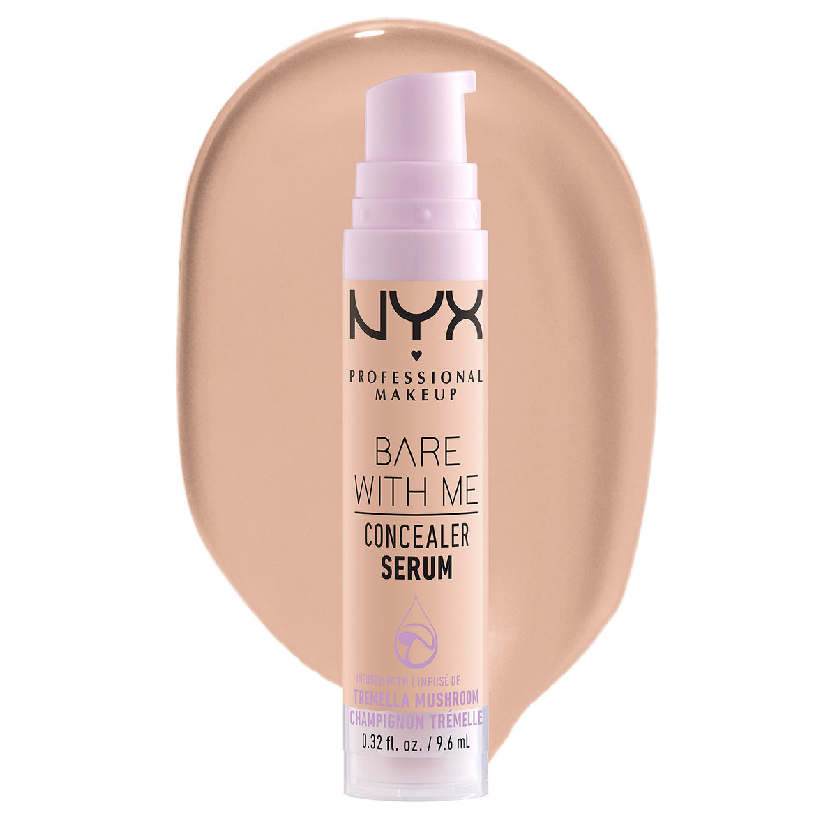NYX PROFESSIONAL MAKEUP, Bare With Me, Serum Concealer, 24HR Hydration, Vegan Formula - 02 Light, 9.6mL