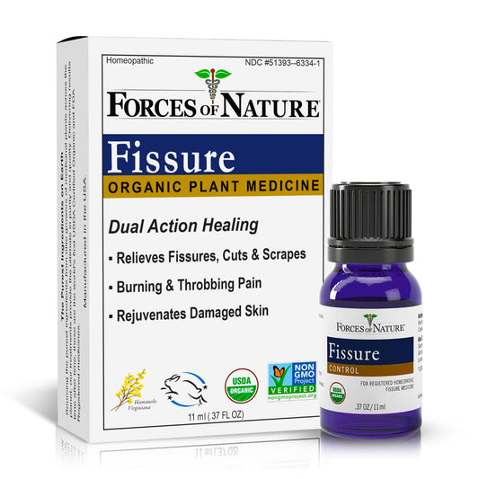 Forces of Nature Fissure Control, Organic Homeopathic Treatment with Witch Hazel for Anal Fissures, Hemorrhoid Related Irritation & Discomfort, Fast, Natural Topical Relief, 0.37 FL OZ