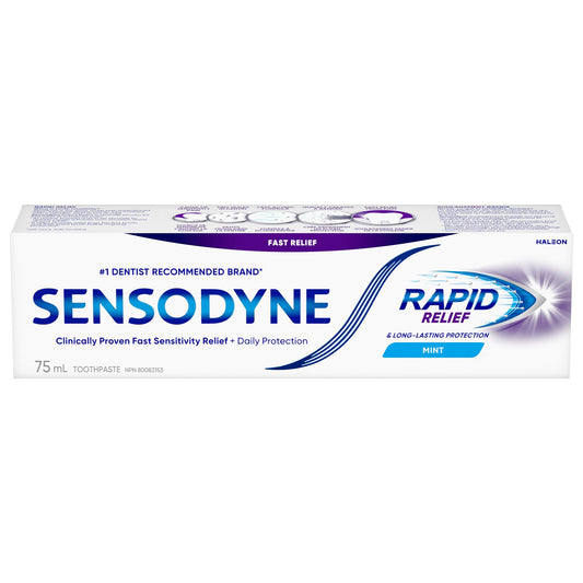 Sensodyne Rapid Relief Original Mint Toothpaste, Strengthens and Protects Sensitive Teeth, Original Mint 75 mL