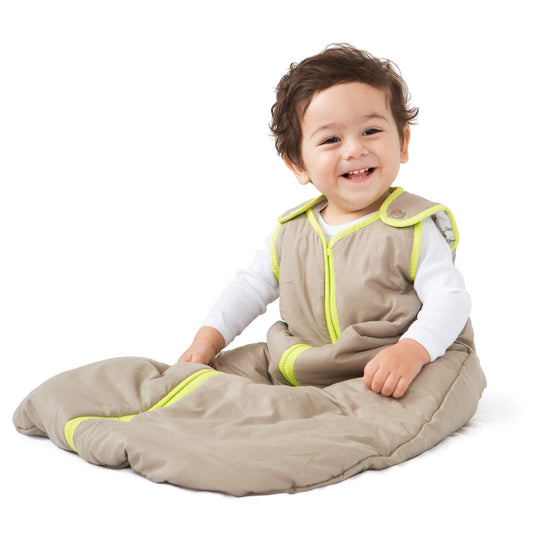 baby deedee Sleep Nest Sleeping Sack, Warm Baby Sleeping Bag, fits Infants and Toddlers, (6-18 Months), Khaki/Lime Green