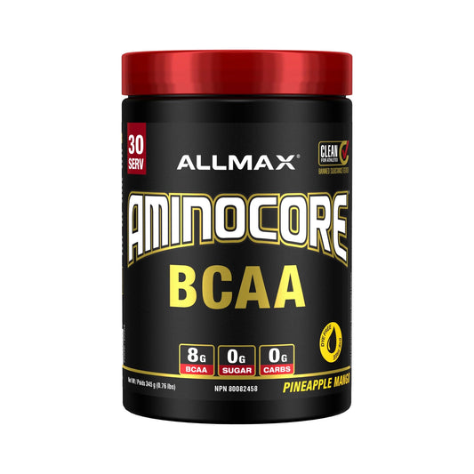 ALLMAX AMINOCORE BCAA Powder for Workout Muscle Recovery & Increased Endurance - Sugar Free, No Fillers 8.18 Grams Bcaas Amino Acids, B Vitamins for Women and Men - 30 Servings | Pineapple Mango, 345g