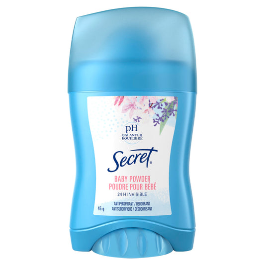 Secret Invisible Solid Antiperspirant and Deodorant, Baby Powder, 45 g