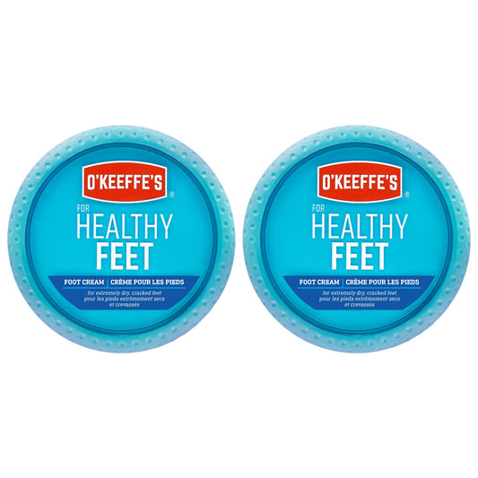 O'Keeffe's Healthy Feet Foot Cream, Healing Moisturizer, Relieves and Repairs Extremely Dry Cracked Feet, Instantly Boosts Moisture Levels, Two 3.2oz/90.7g Jars, (Pack of 2)