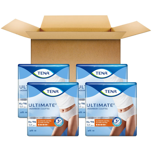 TENA Adult Incontinence, Discrete Disposable, Underwear, Comfortable Fit, Ultimate Absorption Protection, Unisex, X-Large (L), 44 Count