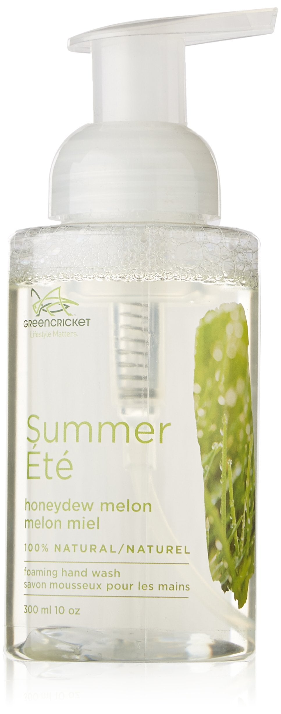 Green Cricket 100-Percent Natural Foaming Hand Wash 300 ml Pump Bottle Summer, HoneyDew Melon