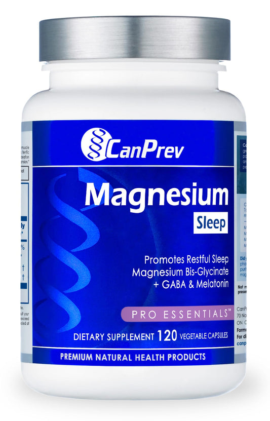CanPrev Magnesium Bisglycinate Chelated + GABA & Melatonin, 120 Veg Caps, 120-Day Supply, Support Restful Night, Muscle Function, Promote Relaxation & Balanced Sleep-Wake Cycle, Vegan, No GMO & Gluten