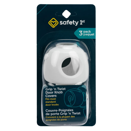 Safety 1st Grip 'n Twist Door Knob Covers (3pk) - Childproof Door Knob Covers with Easy Parent Access, Fits Standard Knobs, Blends with Home Décor