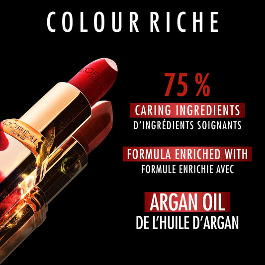 L’Oréal Paris Colour Riche Satin Lipstick, Hydrating Formula with Vitamin E & Argan Oil for Lips, Wisteria Rose