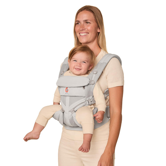 Ergobaby Omni Classic Baby Carrier for Newborn to Toddlers 0-48 Months (7-45 lbs) - 4-Position Breathable Mesh Baby Carrier with Ergonomic Support - Pearl Grey