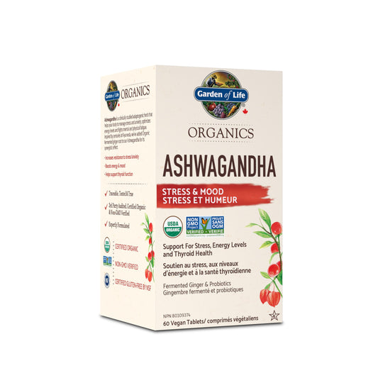 Garden of Life Organics Ashwagandha, 60 Tablets | Provides Energy and Mood Support, Helps Increase Resistance to Stress and Anxiety, Supports Thyroid Funcion | Non-GMO, Gluten-Free, Vegan, Kosher