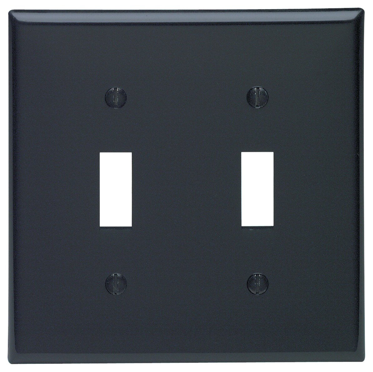 Leviton 2 Gang Toggle Device Switch Wallplate, 80709-E, Black