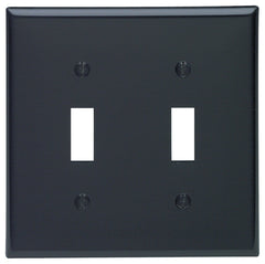 Leviton 2 Gang Toggle Device Switch Wallplate, 80709-E, Black