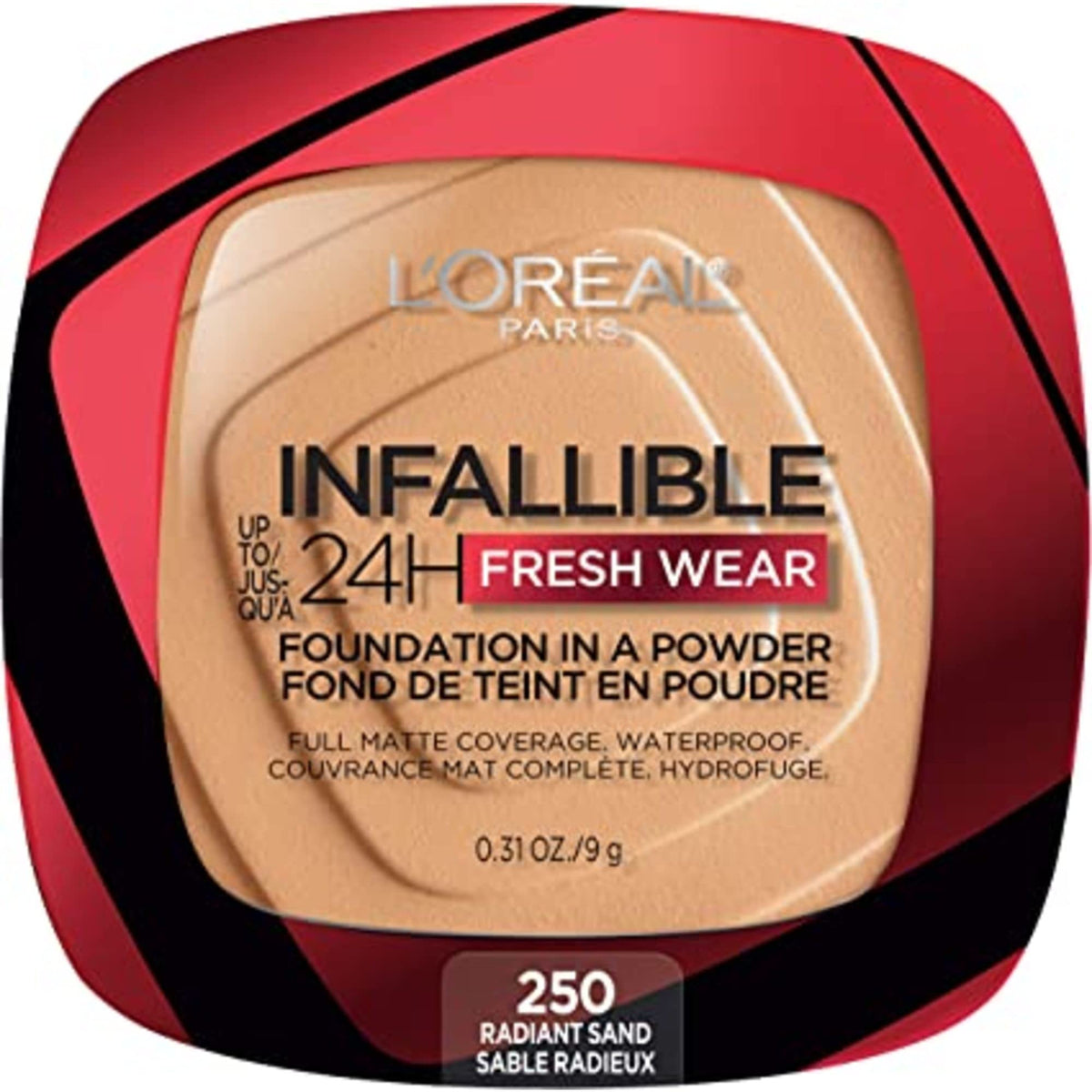 L’Oréal Paris Infallible 24h Fresh Wear Foundation In A Powder, Waterproof Matte Finish, Radiant Sand 250, 1 Count