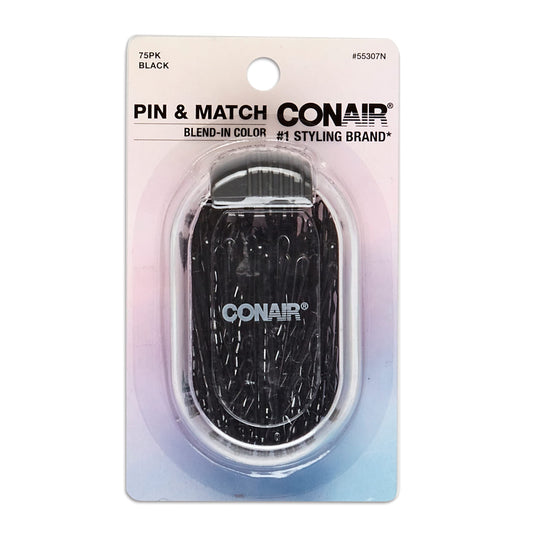 Conair Secure Hold Bobby Pins, Set of Hairpins, Black, 75 Count
