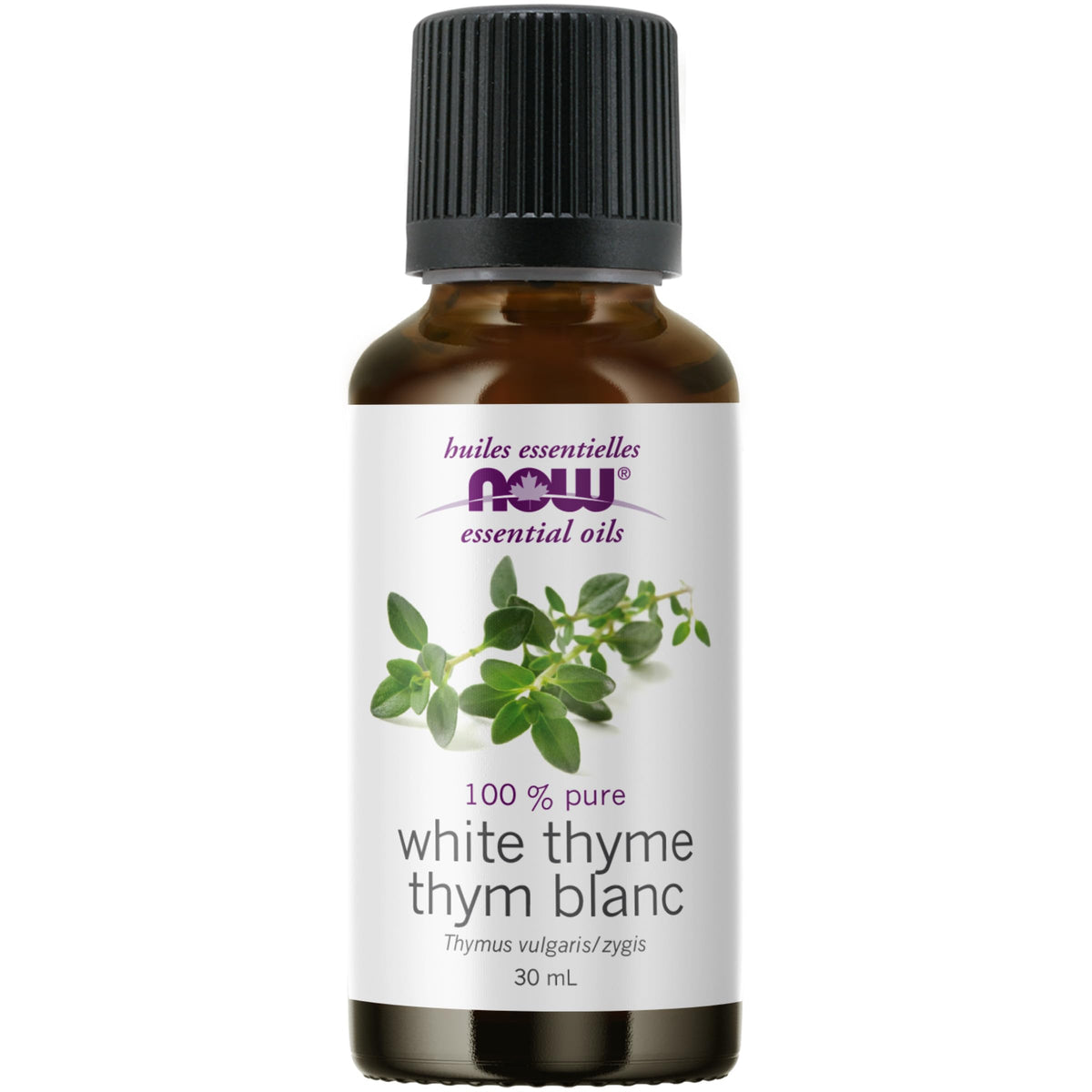 NOW Essential Oils, White Thyme Oil, Empowering Aromatherapy Scent, Steam Distilled, 100% Pure, Vegan, Child Resistant Cap, 30mL