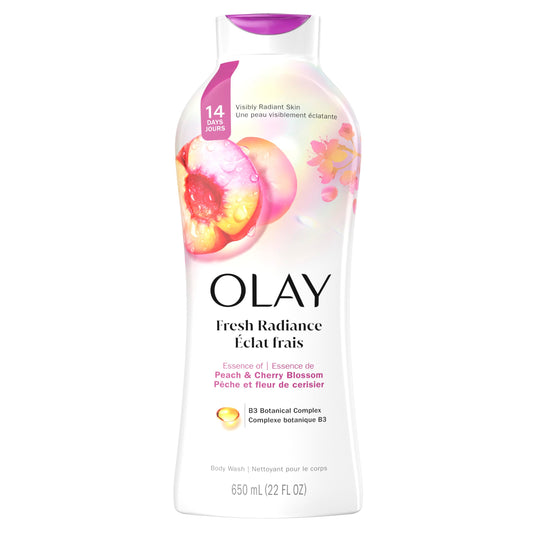 Olay Fresh Outlast Paraben Free Body Wash with Energizing Notes of Peach and Cherry Blossom, 650 mL