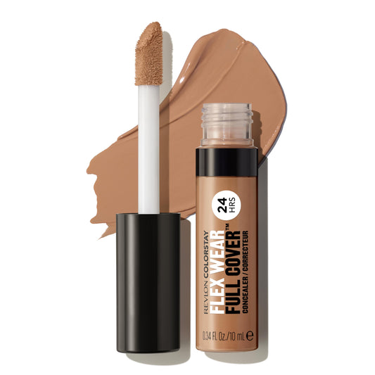 Revlon ColorStay Flex Wear, Full Cover Non-Creasing Concealer, Infused with Hyaluronic Acid & Vitamin E, Flexible Longwear, 060 Deep, 0.34 fl oz/ 10ml