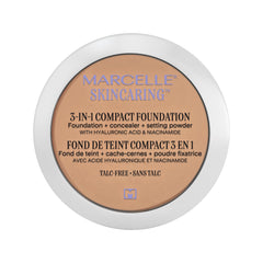 Marcelle Skincaring 3-in-1 Compact Foundation, Nude Beige, Matte Finish, Buildable Formula, Long-Lasting, Vegan, Cruelty-Free, Hypoallergenic, Talc-Free, Non-Comedogenic, Fragrance-Free, 8.5 g