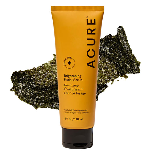 Acure Brightening Facial Scrub, Exfoliating Face Wash, Face Scrub for Women & Men for Radiant Skin, Facial Cleanser with Sea Kelp & French Green Clay, Gentle Exfoliant Cleanser Skin Care, 118ml