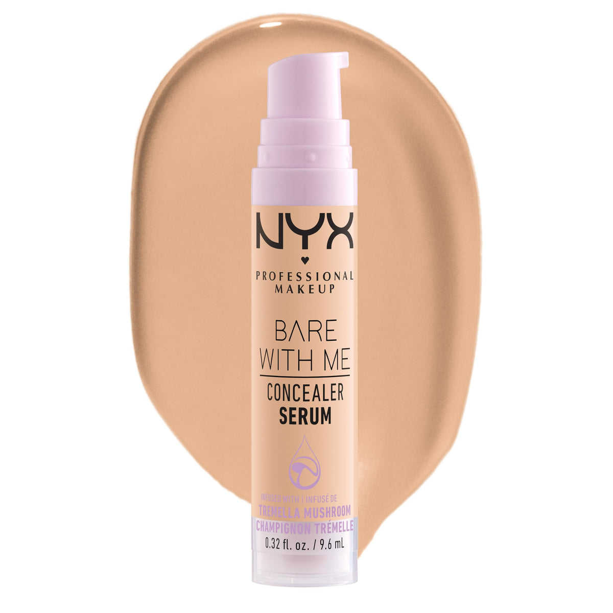 NYX PROFESSIONAL MAKEUP, Bare With Me, Concealer serum, 24HR Hydratation, Vegan Formula - 04 Beige, 9.6mL