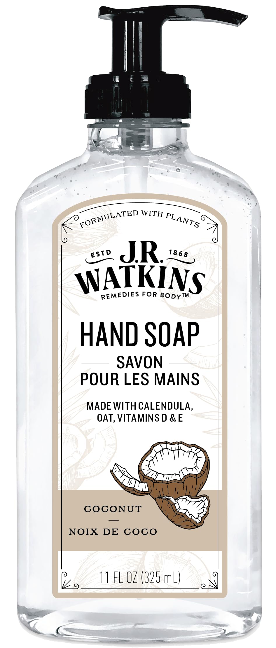 J.R. Watkins Gel Hand Soap, Scented Liquid Hand Wash for Bathroom or Kitchen, USA Made and Cruelty Free, 325 Milliliters