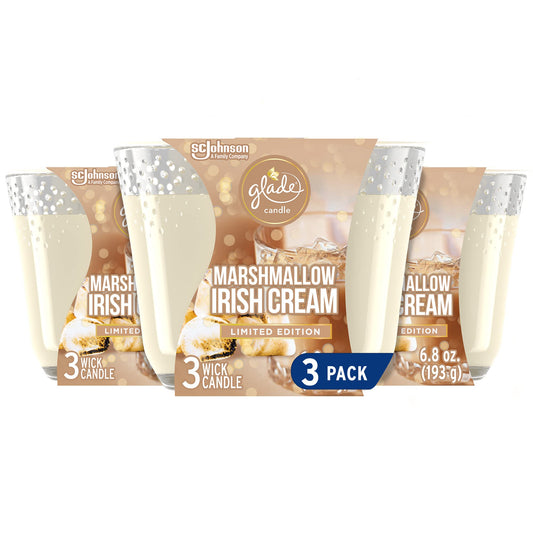 Glade Marshmallow Irish Cream 3-Wick Candle, 6.8 Oz, 3 Count