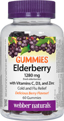 Webber Naturals Elderberry Gummies with Vitamins C, D3, and Zinc, 60 Gummies, Immune and Antioxidant Support, Vegetarian