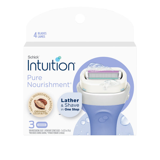 Schick Intuition Pure Nourishment Womens Razor Refills with Coconut Milk and Almond Oil, Pack of 3