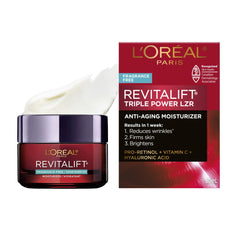 L’Oréal Paris Day Moisturizer, Revitalift Triple Power LZR, With Pro-Retinol, Vitamin C + Hyaluronic Acid, Reduces Look of Wrinkles, Firms Skin, Smoother Texture, Fragrance-Free, Skincare, 50 ml