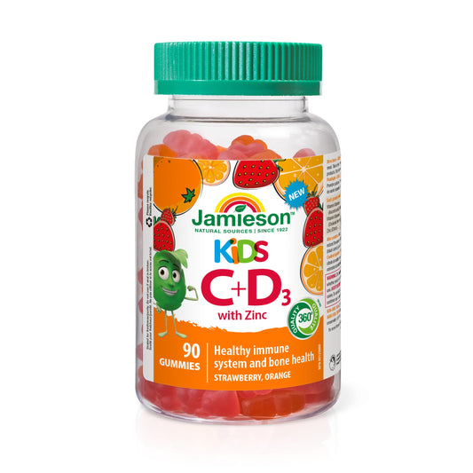 Jamieson Multivitamin Gummies for Kids, Orange, Cherry and Raspberry Flavours, Supports Growth and Development, Healthy Bones and Teeth. Vegetarian, Non-GMO, Gluten-Free, Lactose-Free, No Artificial Colours, Flavours or Preservatives, 130 Count