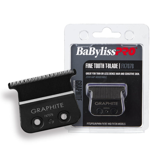 BaBylissPRO Barberology Fine Tooth Replacement Trimmer Blade, Black Graphite T Blade (FX707B)