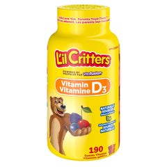 L'il Critters Children's Vitamin D3 Gummies - 800 IU Vitamin D3 Daily Dose, Helps Support Bone Health, Naturally Sourced Flavors, 3-Month Supply - 190 Count