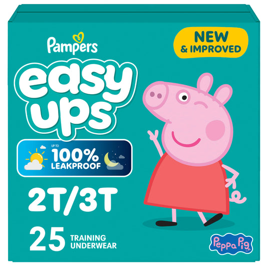 Pampers Potty Training Underwear for Toddlers, Easy Ups Diapers, Pull Up Training Pants for Girls and Boys, Size 4 (2T-3T), 25 Count, Jumbo Pack (Packaging & Prints May Vary)