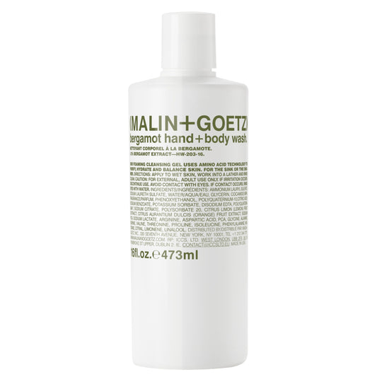 Malin + Goetz Essential Bergamot Hand + Body Wash—purifying, hydrating hand + body wash for men + women. for all skin types, even sensitive. No stripping or irritation. Cruelty-free + vegan, 16oz.