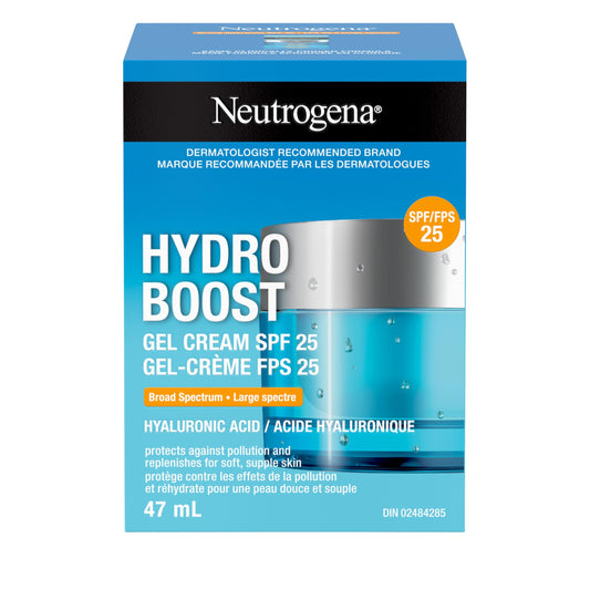 Neutrogena Hydro Boost Gel Cream with SPF 25 - Broad Spectrum UVA/UVB Protection & Hyaluronic Acid - Lightweight Oil-Free Facial Moisturizer for Smooth, Hydrated Skin - Non-Comedogenic, 47mL