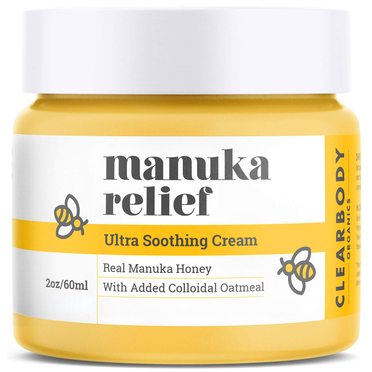Clearbody Manuka Honey Eczema Cream – Organic Eczema Honey & Collodial Oatmeal Moisturizer for Soothing, eczema, Dry & Itchy Skin – Face & Body Lotion - Plant-Based Formula (2oz)