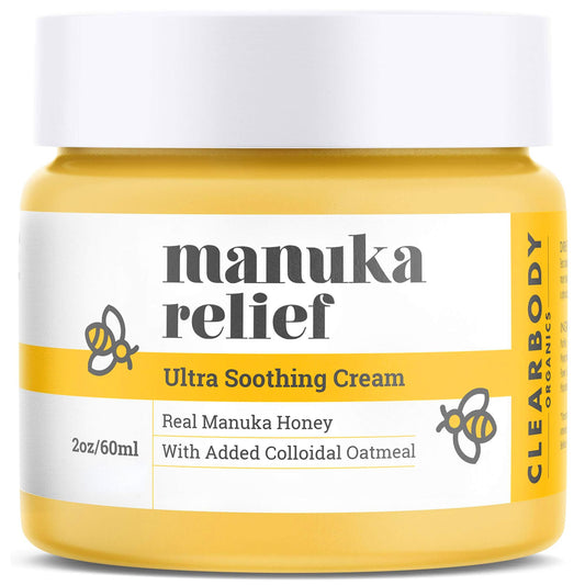 Clearbody Manuka Honey Eczema Cream – Organic Eczema Honey & Collodial Oatmeal Moisturizer for Soothing, eczema, Dry & Itchy Skin – Face & Body Lotion - Plant-Based Formula (2oz)