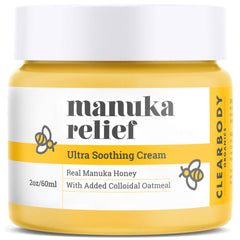 Clearbody Manuka Honey Eczema Cream – Organic Eczema Honey & Collodial Oatmeal Moisturizer for Soothing, eczema, Dry & Itchy Skin – Face & Body Lotion - Plant-Based Formula (2oz)