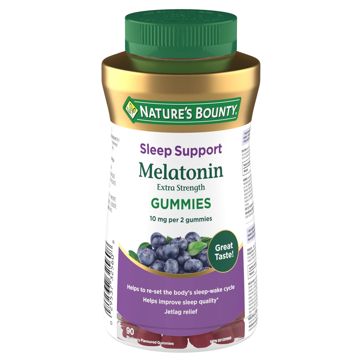 NATURE'S BOUNTY Melatonin Gummies, Helps To Fall Asleep Faster, Increase Total Sleep Time, Reduce Effects Of Jet Lag & Reset Sleep Wake Cycle, Blueberry Flavour, 225 g