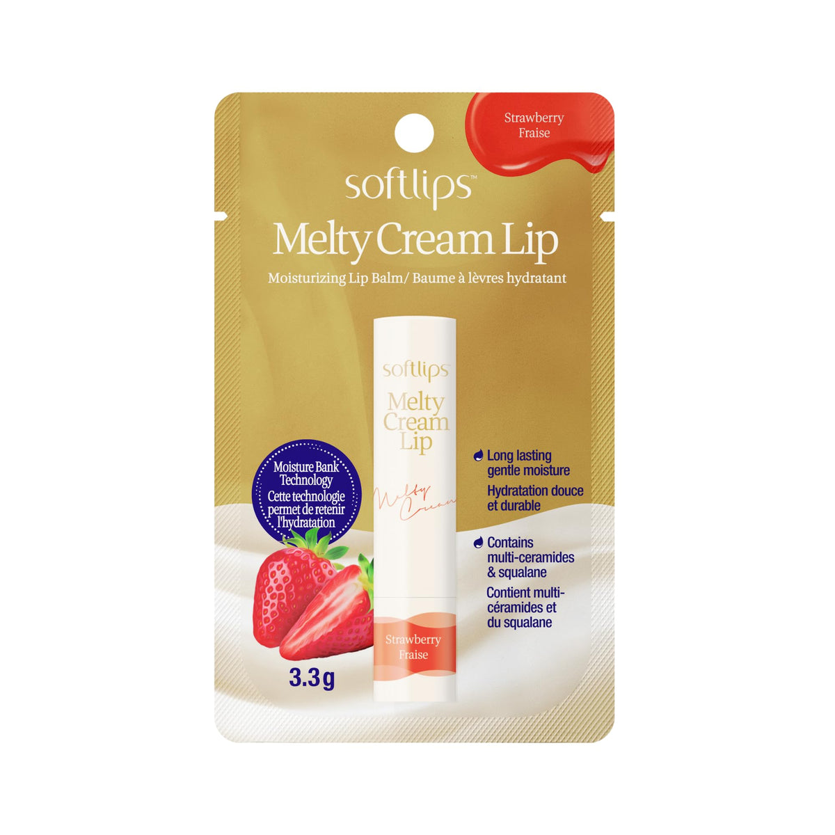 Softlips Melty Cream Lip | Strawberry Lip Balm | Long Lasting, Moisturizing, Hydrating and Nourishing Lip Care | Formulated with Triple Ceramides