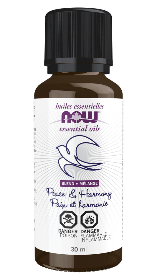 NOW Essential Oils, Peace & Harmony Oil Blend, Calming Aromatherapy Scent, Blend of Pure Essential Oils, Vegan, Child Resistant Cap, 30mL