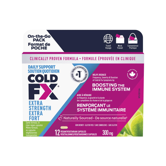 COLD-FX Extra Strength, Ginseng, Extract, Reduce Chance Cold and Flu, Support Immune System - 12 Vegan Capsules