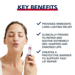 Aquaphor Lip Repair Lip Ointment for Extremely Dry, Chapped and Cracked Lips, Formulated with Panthenol and Vitamins C and E, Fragrance Free, Non Comedogenic Lip Balm, 10mL