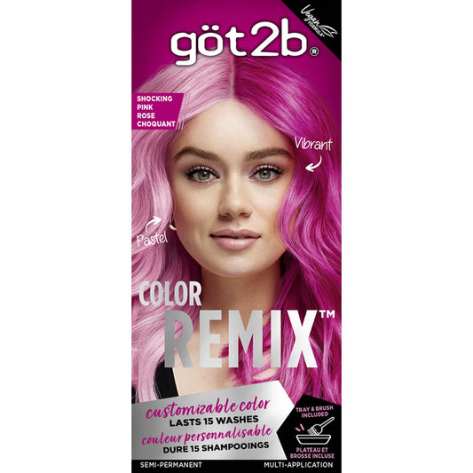 Got2b Color Remix, Customizable Semi-Permanent Hair Colour, Shocking Pink 093, 1 Pack/50 ml, Vegan Formula, Lasts up to 15 Washes