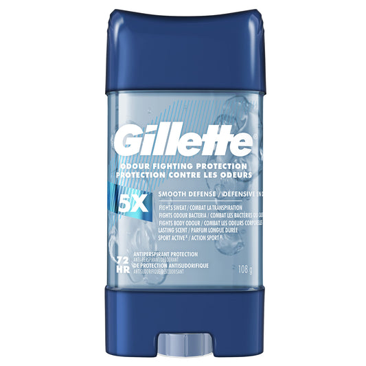 Gillette Antiperspirant and Deodorant for Men, Clear Gel, Smooth Defense, 108g