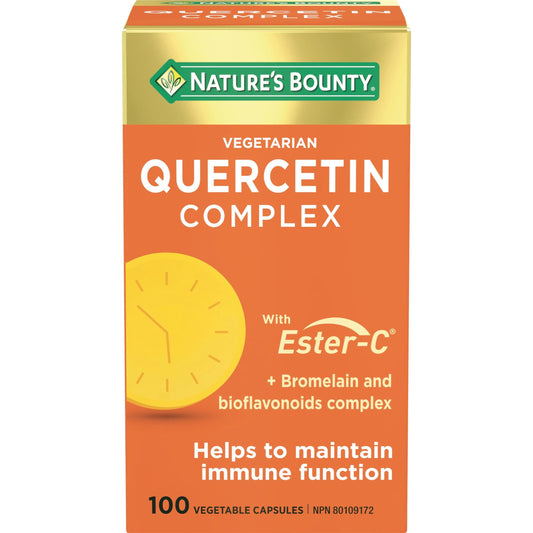 NATURE'S BOUNTY Quercetin Complex, Ester-C, Bromelain, Bioflavonoids, Helps with Immune Function, Used in Herbal Medicine as a Blood Vessel & Capillary Protectant, Vegetarian, Capsules, 94.8 g